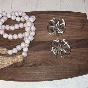 Green background white Christmas tree Kids Hair Bow Set